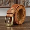 3,8 см толстая воловья кожа медная пряжка натуральная кожа повседневные джинсы ковбойский ремень мужской высокое качество ретро роскошный дизайнерский мужской ремень