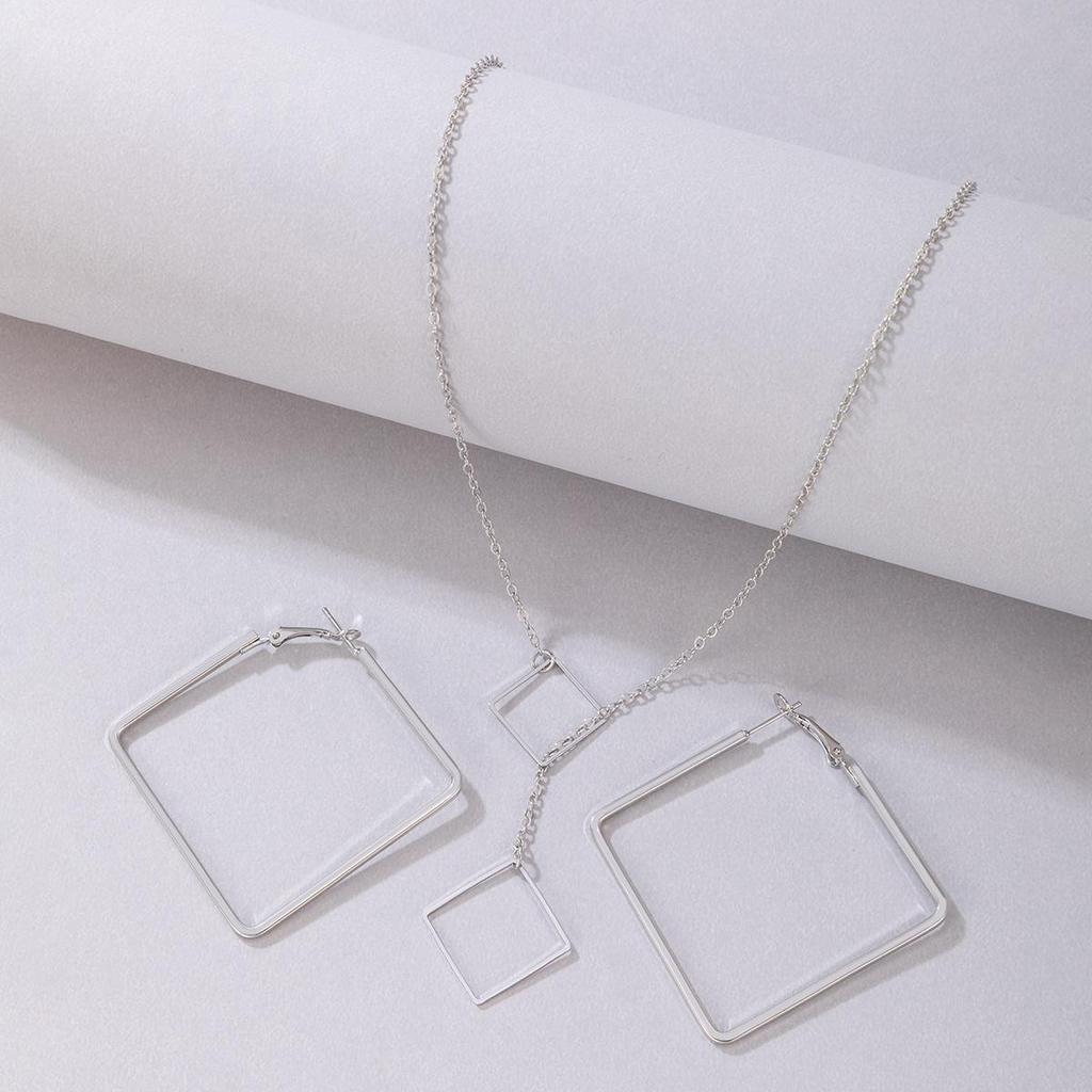 Элегантные линии геометрические позолоченные квадратные серьги женские украшения изящное ожерелье с подвеской на цепочке комплекты бижутерии высокого класса