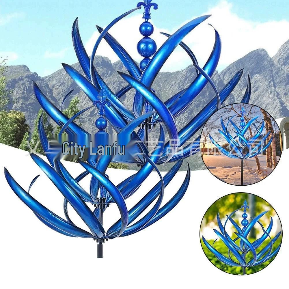 Металлический уличный кинетический ветряк-спиннер: Художественное кованое украшение для двора ручной работы
