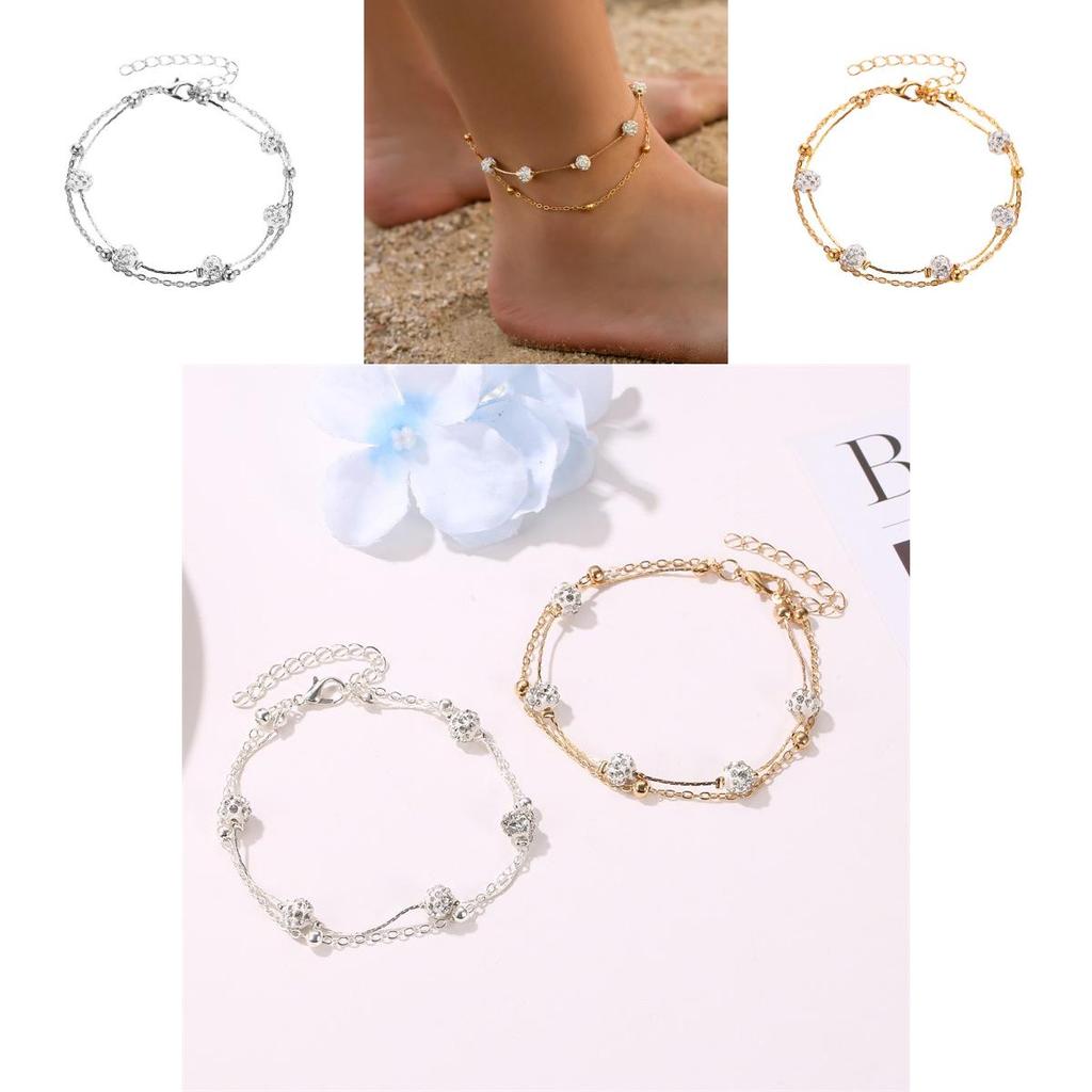 Trendy European Water Crystal Anklet With Alloy Shell Design For Vacation Gifts
