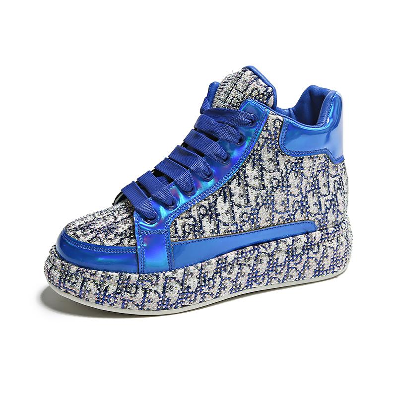 Блестящие модные кроссовки на среднем каблуке со шнуровкой, сетчатая женская обувь на распродаже 2024 года, высококачественные однотонные женские туфли из вулканизированной кожи на весну/осень