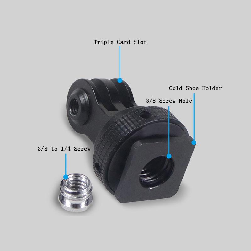 For Go Pro 13 Accessories Tripod Monopod Mount Screw with 1/4'' Hot Shoe Adapter for GoPro 12 11 10 9 8 7 DJI Action 3 4 Camera