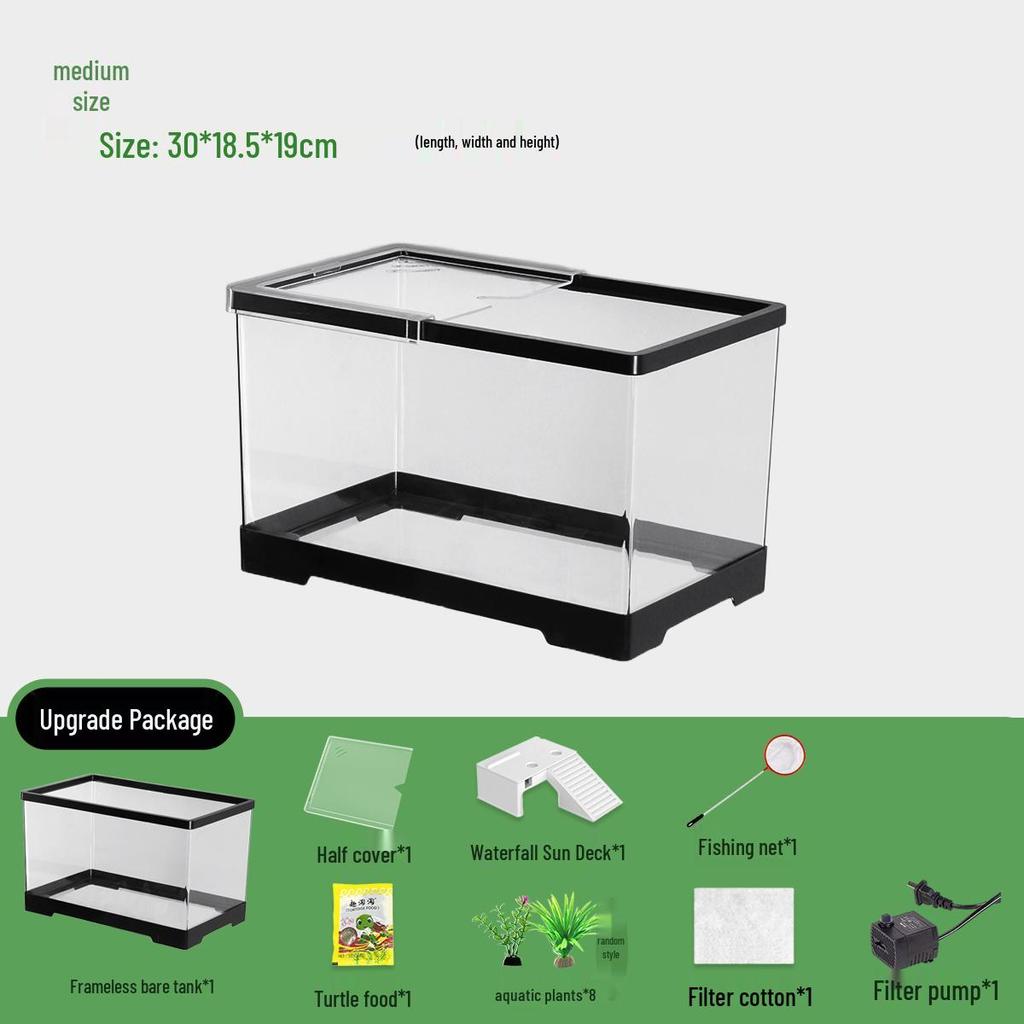 Компактный террариум для черепахи с платформой для обогрева - Элегантная настольная среда обитания с крышкой для экологичной гостиной