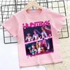 HUNTRAX K-pop Охотники на демонов Детская футболка, Унисекс Графическая футболка с изображением виртуальной айдол-группы, Повседневная футболка с коротким рукавом для девочек, 100% хлопок
