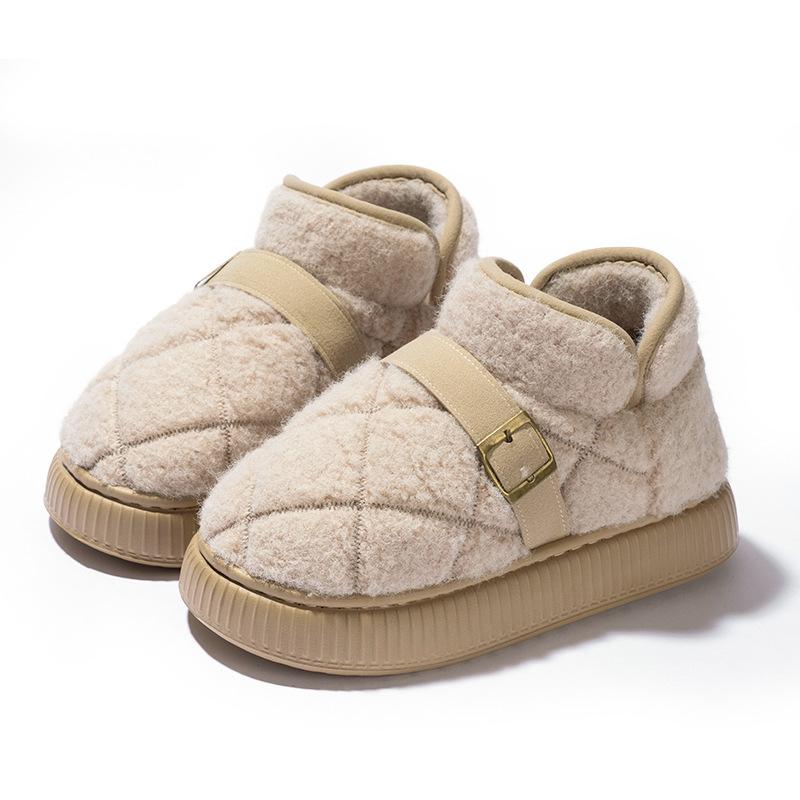 Women's Home Bootie Furry Slippers Warm Cozy Snow Boots with Fuzzy Plush Lined for Women Winter Non Slip House Shoes for Indoor Outdoor Short Boots