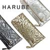 HARUBE Kyoto Naniwaya Тонкий длинный кошелек L-Zip, Коровья кожа, С тиснением "Роза", Женский, № 83-157 [Металлический розовый] (черный)