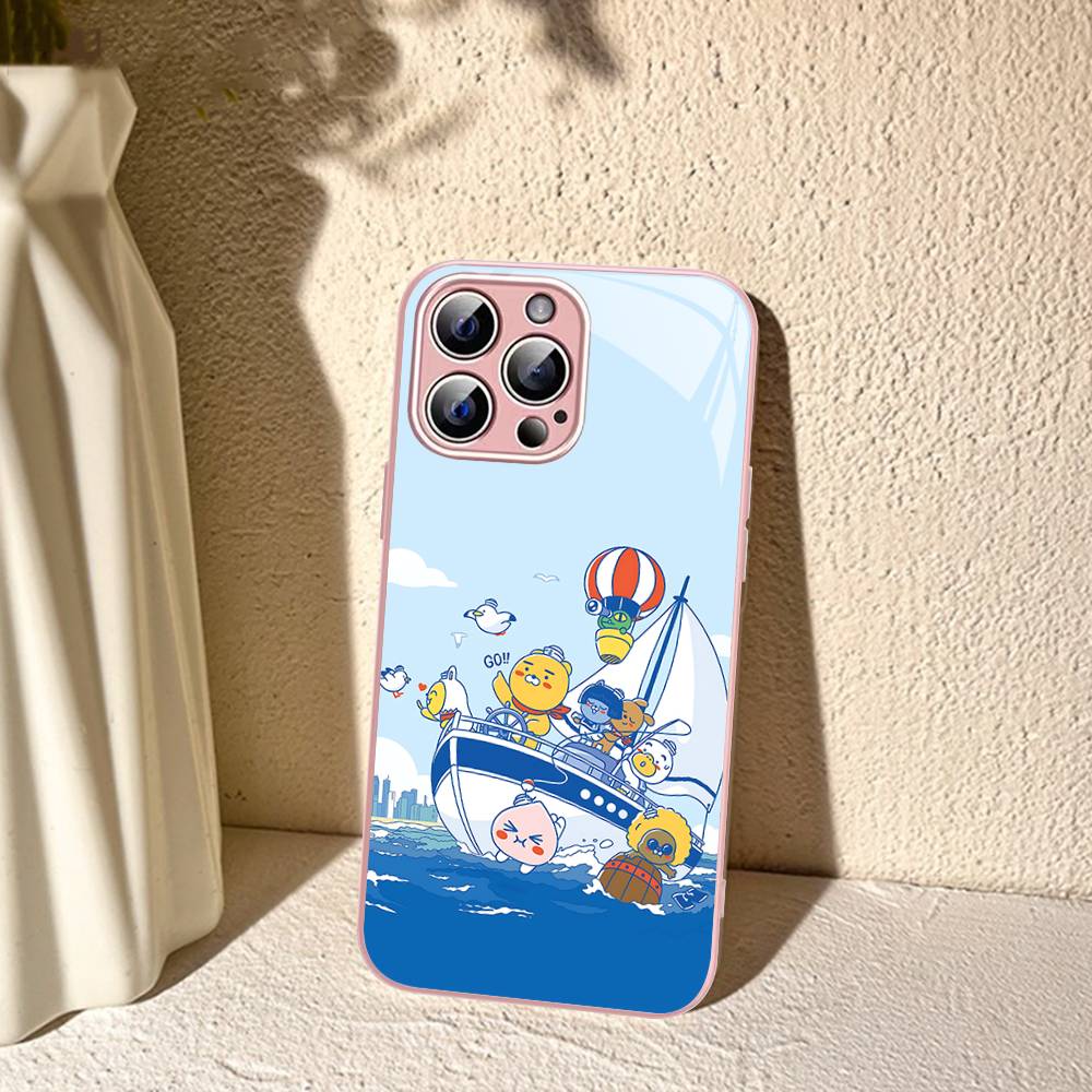 Cartoon K-KAKAO CUTE F-FRIENDS Tempered Glass For Iphone 14 13 12 11 Pro Mini XS MAX 14Plus X XS XR Fundas