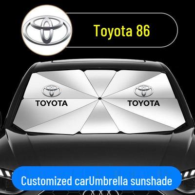 Автомобильный зонт-тент на лобовое стекло Toyota 86 с логотипом и теплоизолирующей шторкой