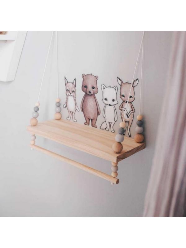 Скандинавский стиль Деревянные бусины Настенная полка Дисплей Стойка для хранения Для декора дома