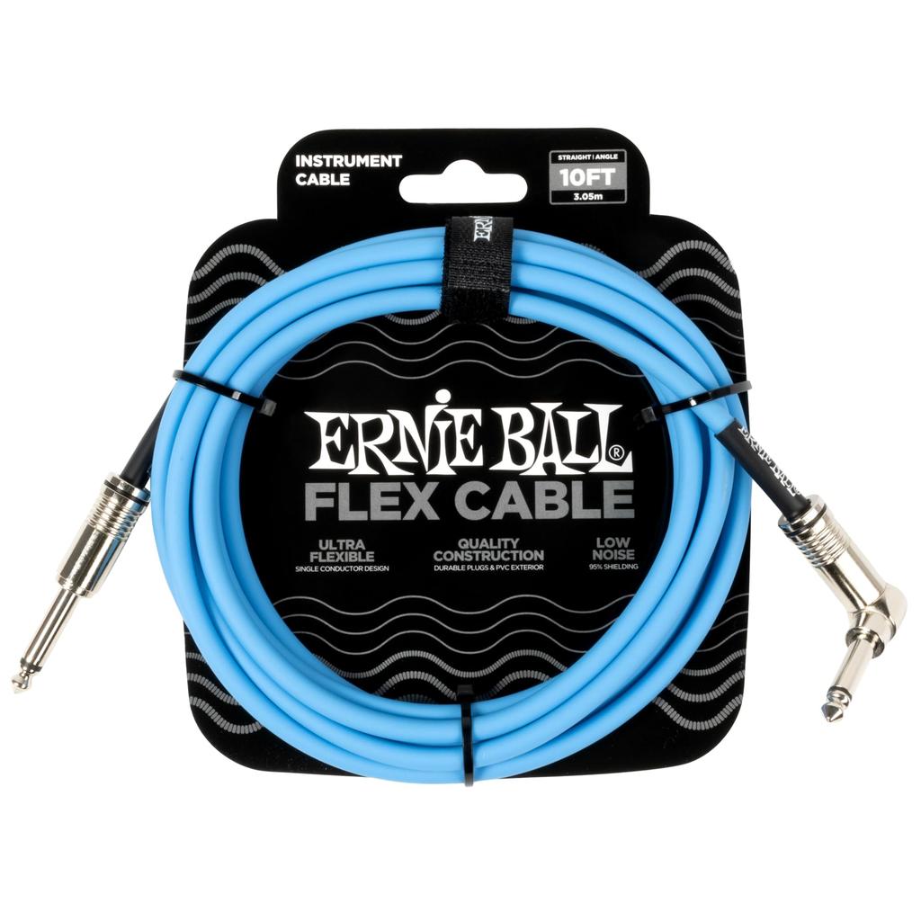 Genuine Ernie Ball 6464 Flex Instrument Cable, 10 Feet, 3.04m, S-L Shape, Blue