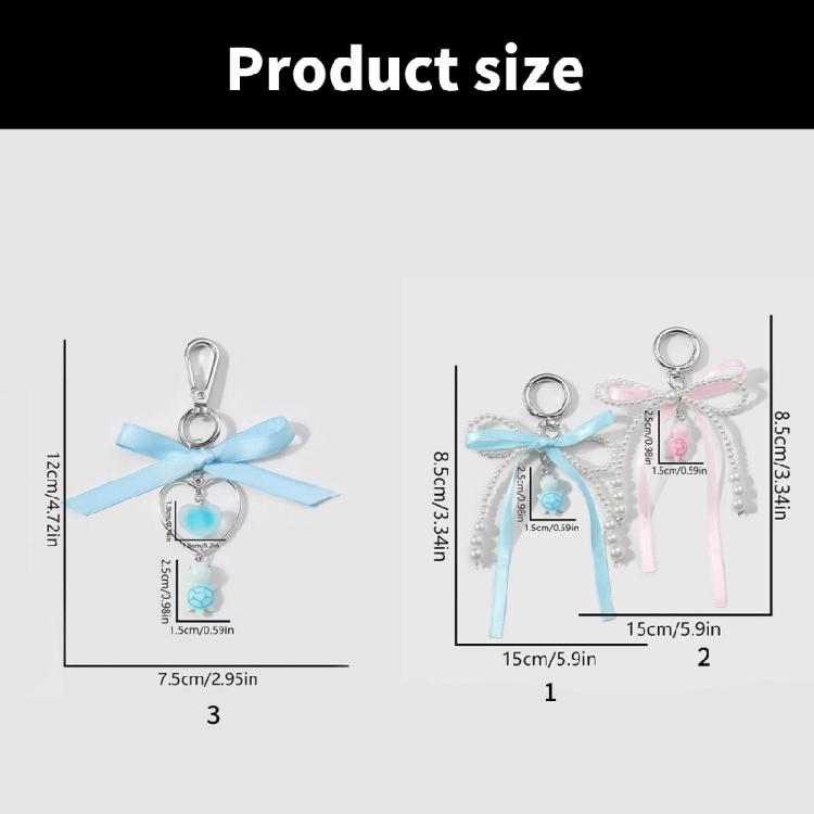 Универсальные Брелоки-Ключницы с Бантом из Ленты и Жемчугом, с Подвеской-Черепахой, Очаровательный Аксессуар для Рюкзаков и Сумок