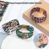 Retro Elegant Women Wrist Bands Leopard Leather Bracelets Multilayer Bangles Wide Wrap Bracelet