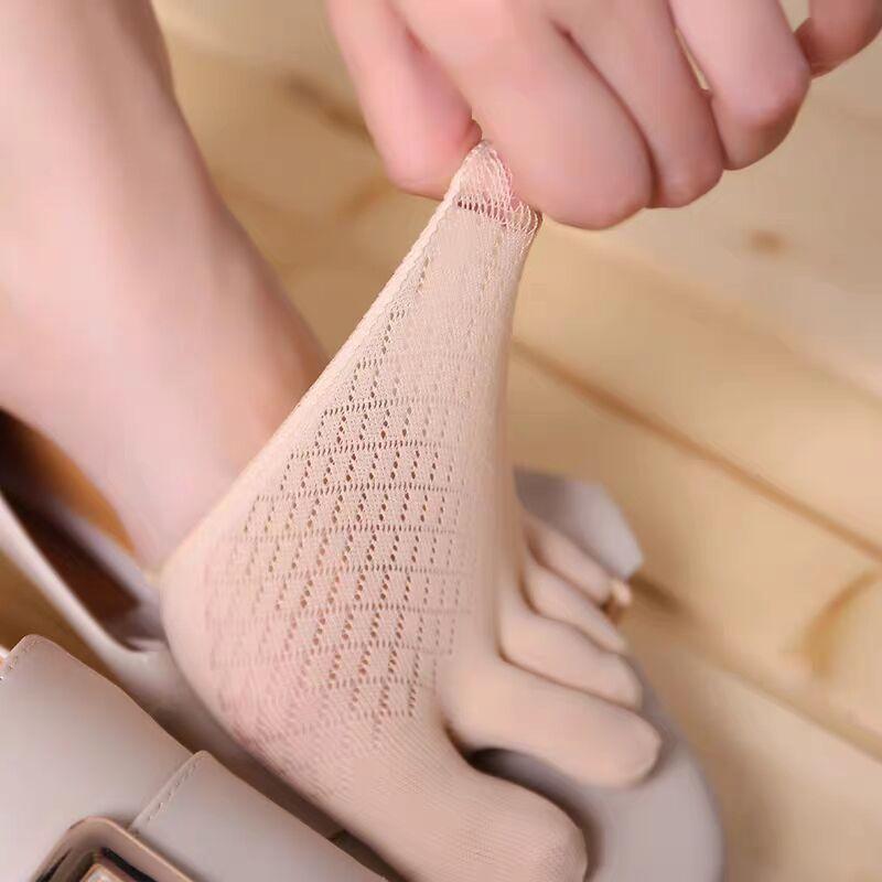 Летние носки Half Palm Five Fingers Socks с невидимым тонким каблуком спереди с открытым носком женские неглубокие сандалии носки с раздвоенным носком