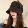 Women S Corduroy Bow Decorated Fisherman Hat Solid Color For Large Head