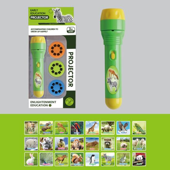 Kids Flashlight Toy with Dinosaur Animal Patterns Slide Projector Educational Fun