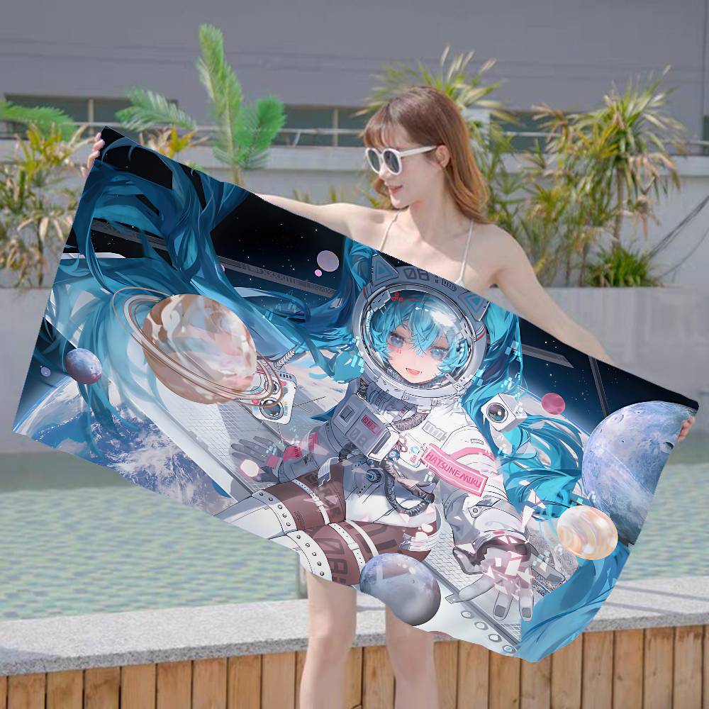 Popular Singer M-Miku Beach Towel Colorful Bath Towels for Girl Microfiber Quick Dry Custom Sand Free Beach Yoga Spa Gym Pool