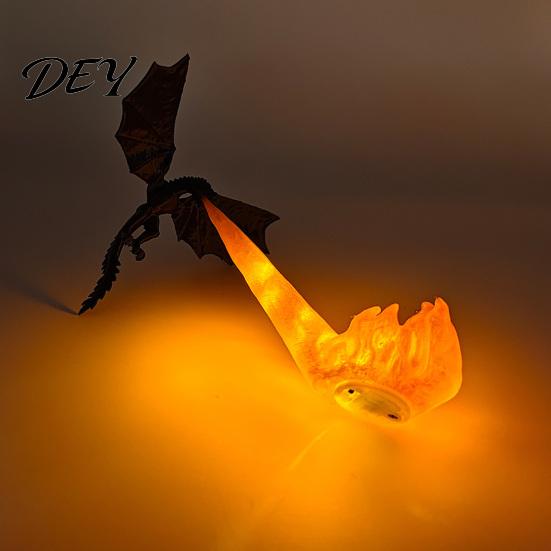 Декоративные украшения для книжной полки, 3D-печатный декор Огнедышащего Дракона, Фэнтезийный уголок со светом, Летающая фигурка, Настольные аксессуары для офиса с