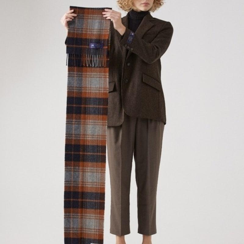 ABRAHAM MOON Шарф из мериносовой шерсти 25 см - Brigade Navy Rust