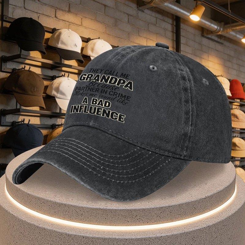 Grandfathers Negative Influence Printed Baseball Cap Casual Party Outdoor Wear Adjustable Multiple Colors