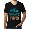 Men’s Vintage Tee Shirt Graphic T Shirt V Neck Wilderness TRIVOR Deep Black