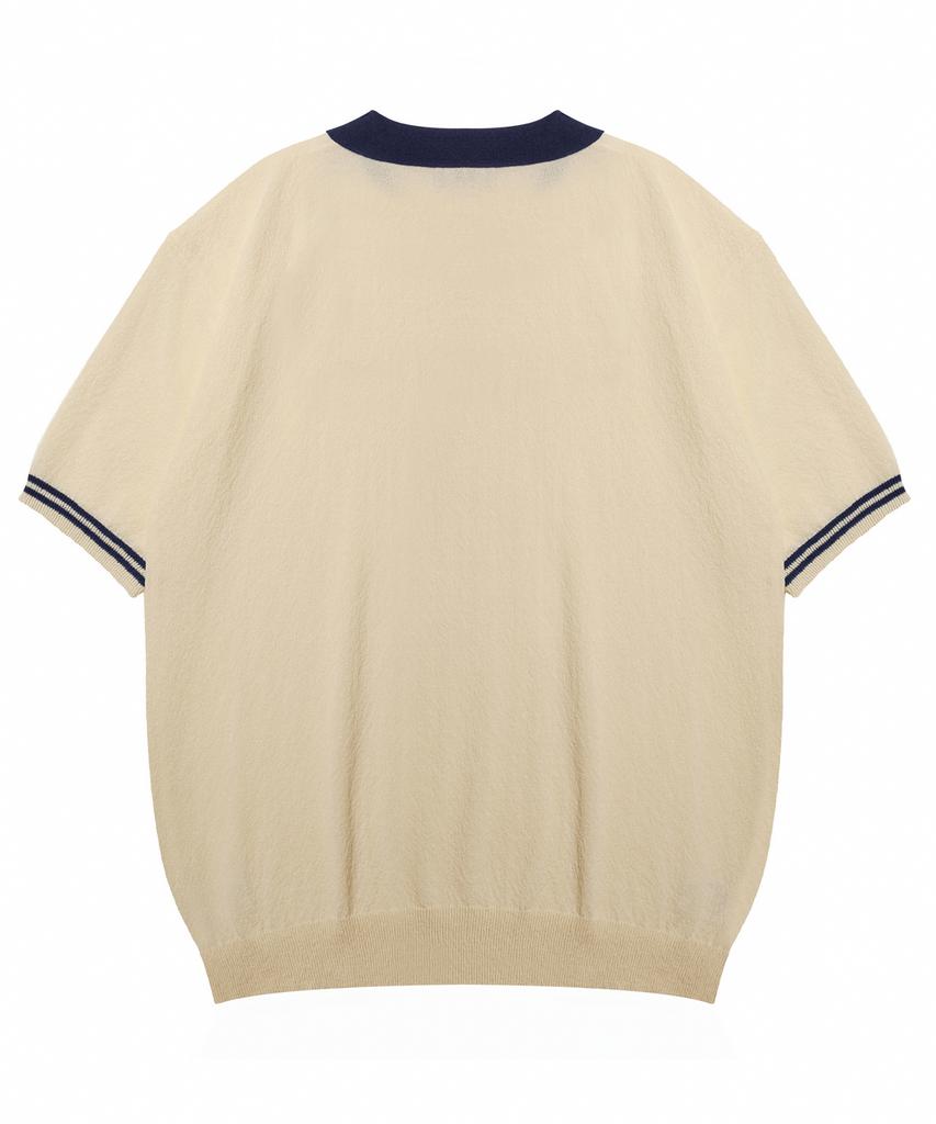 NODU Summer Vivid Color Block Collar Knit [Yellow]