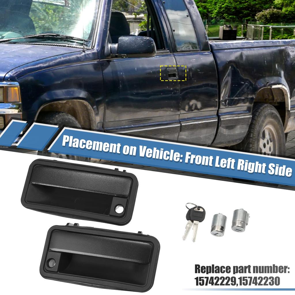 Uxcell Exterior Front Door Handles for and Yukon Replacement Parts 15742229 and Left and Includes Lock Cylinder Key Chevrolet, Suburban, Tahoe, GMC,