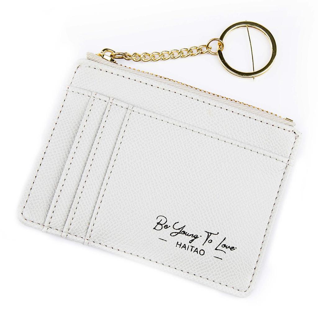 Женский однотонный держатель для карт и кошелек для монет с множеством отделений для карт и брелоком для ключей