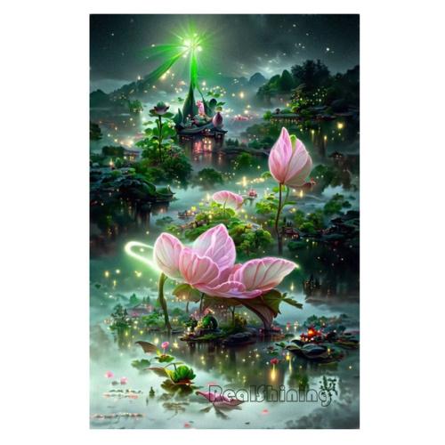 Diamond Painting Romantic Pink Flower House Castle Scenery Diamond Mosaic Embroidery Rhinestone DIY Princess Bedroom Decor S403