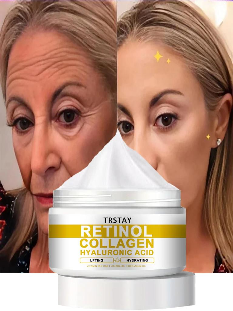 TRSTAY Антивозрастной крем для лица, коллаген, ретинол и гиалуроновая кислота, роскошный крем для кожи вокруг глаз против морщин, предотвращающий появление сухих линий