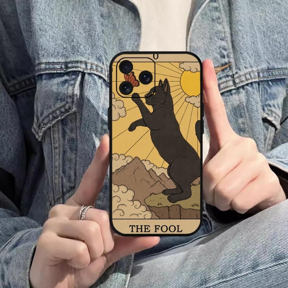 Чехол для телефона Witches Moon Tarot Mystery Totem Cat для iPhone Mini 11 12 13 14 15 Pro XS Max X Plus SE XR, черный мягкий корпус