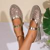 Мода 2025 Роскошные хрустальные туфли-балетки из сетки со стразами Женский брендовый дизайн Замшевые туфли Мэри Джейн Дамские летние лоферы Размер