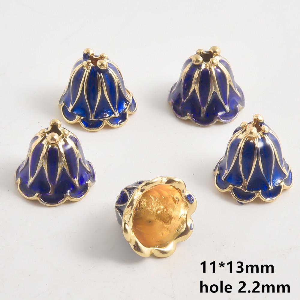 10pcs/Lot Vintage Enamel Flower Bead Cap Accessories For Jewelry Making Supplies Bohemia End Caps Handmade Connectors Materials