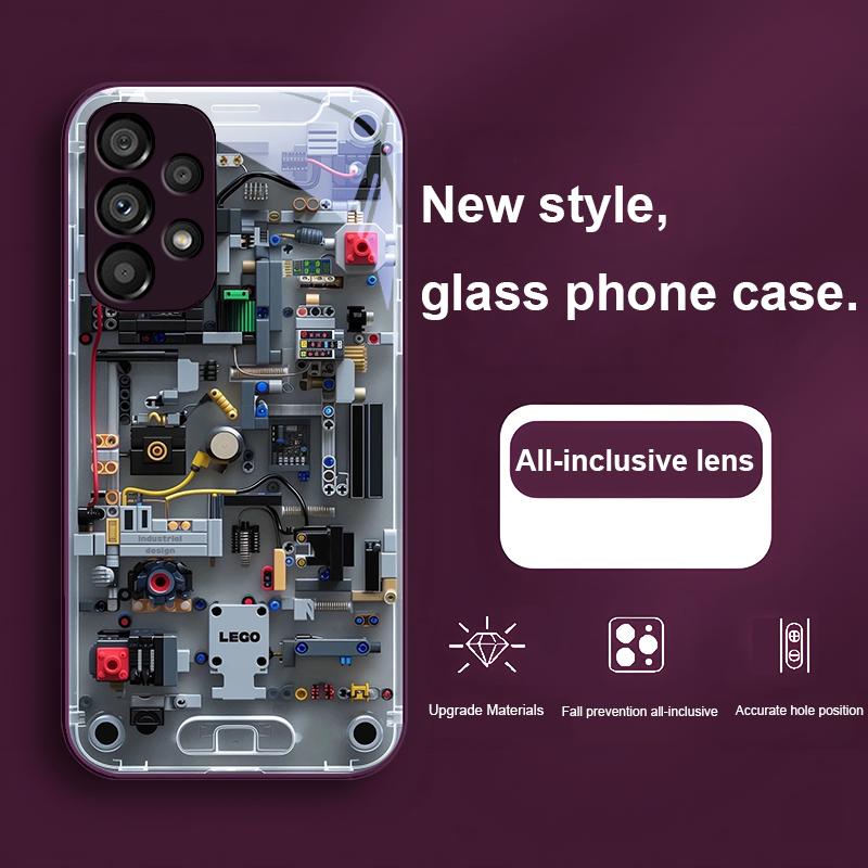 Серый Механический Интерьер Для Samsung Galaxy S24 Plus S20 21 FE S23 Ultra S8 9 A70 72 73 50 51 52 53 Чехол из Закаленного Стекла