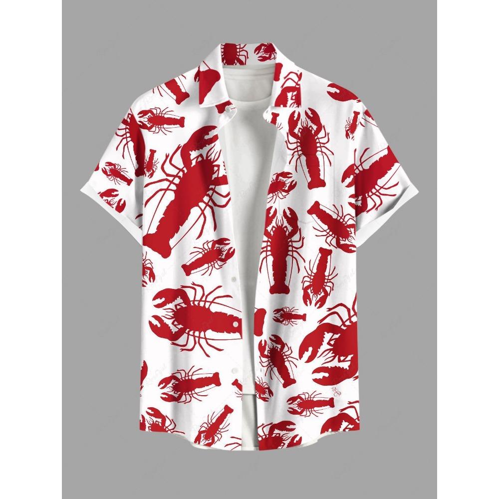 Модные мужские гавайские рубашки с 3D-принтом, рубашка с короткими рукавами и пуговицами на лацканах для лета, свободные топы, повседневная рубашка для мужчин