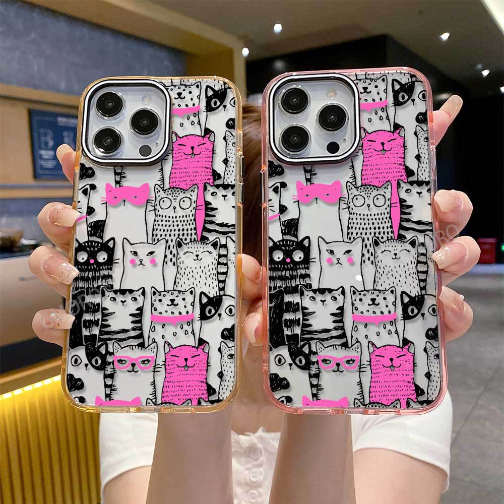 Крутая палочная фигурка кота painting iPhone17AIR прозрачный чехол для мобильного телефона Apple 15Pro смешной 16 не сталкивается