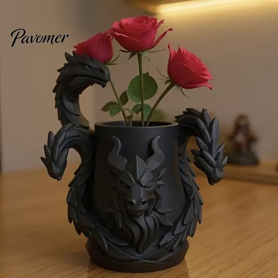 Декоративный Держатель для ручек «Трехглавый Дракон» с рельефом, 3D-печатный Фэнтезийный Настольный Органайзер, Креативные Подарки на День Рождения для Мальчиков, Реалистичный Масштаб