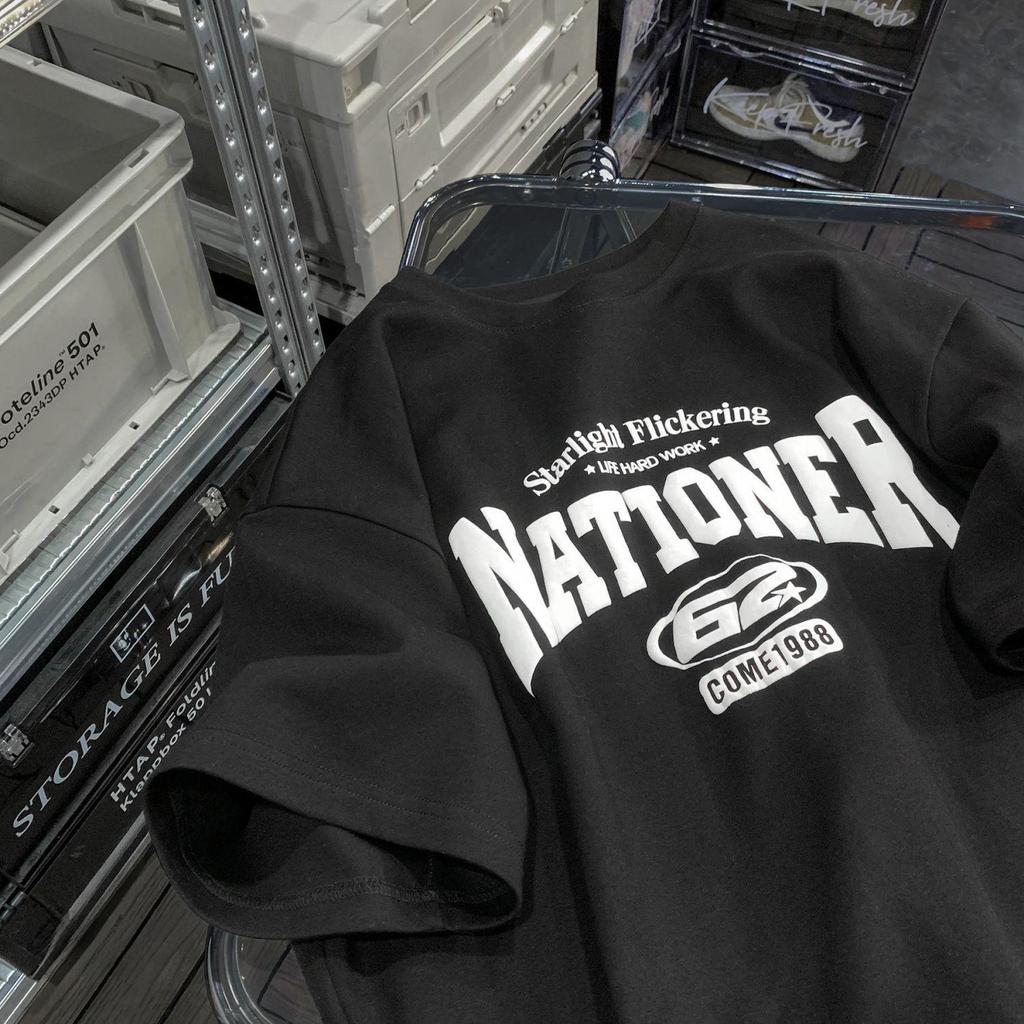 Women's Summer Retro Letter Print Loose Anti-Wrinkle Short-Sleeve T-Shirt