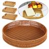 1Pcs Round Rectangular Shape Storage Tray Breakfast Bread Food Plastic Rattan Threads Basket