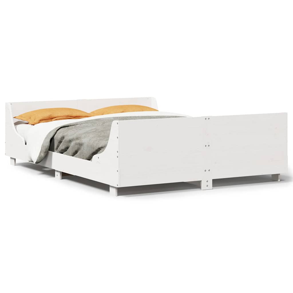 Solid Wood Bed Frame without Mattress White 140x200 cm Pine Wood