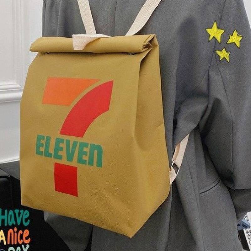 Mcdonalds Letter Print Cotton Canvas Backpack For College Students With Durability And Inner Pocket