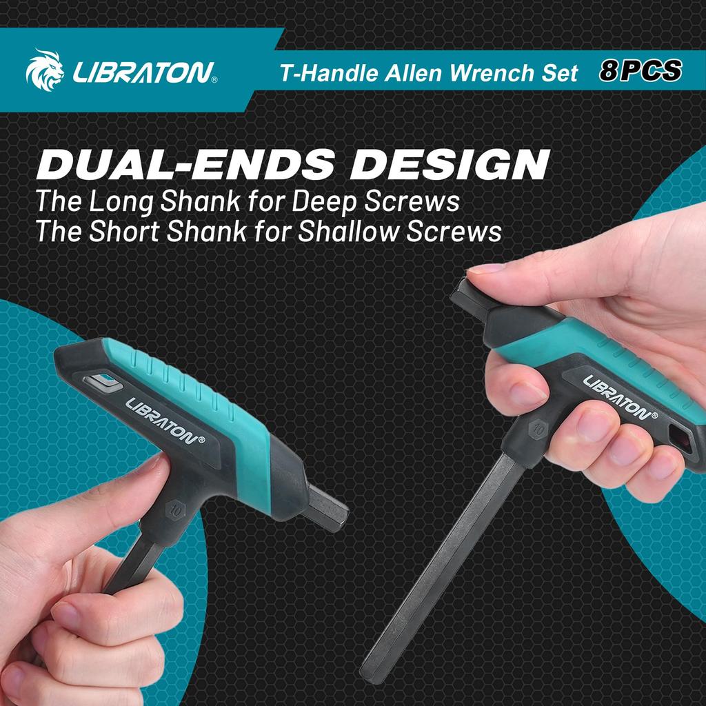 Набор шестигранных ключей LIBRATON, метрические размеры и шестигранный ключ, инструмент для ремонта велосипеда с подставкой, ключи с Т-образной рукояткой, 2, 2,5, 3,0, 4,0, 5,0, 6,0, 8,0, 10 мм,