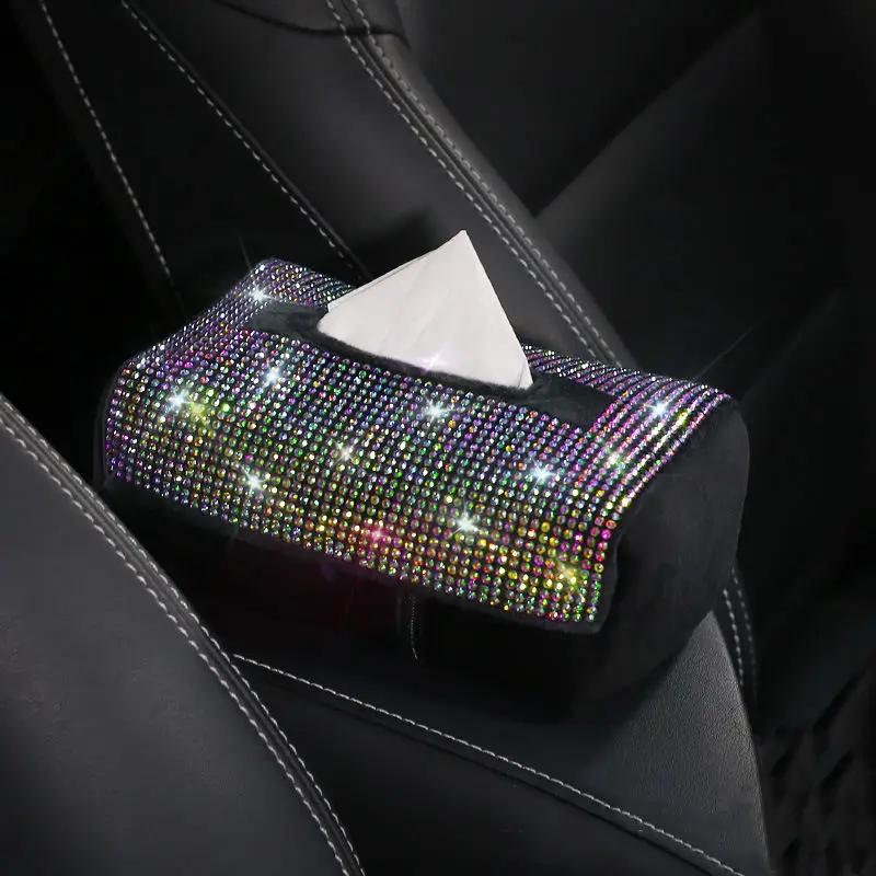 Автомобильная коробка для салфеток, держатель для бумаги Diamond Crystal, чехол для коробки для салфеток на спинку сиденья, контейнер для салфеток, держатель-органайзер для хранения в салоне автомобиля
