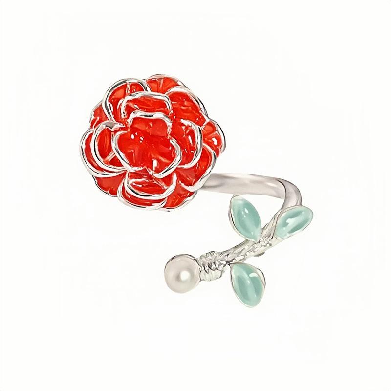 Cold Wu Red Rose Ring Women'S Niche Star Enamel Gourd Light Luxury Advanced Sense Index Finger Ring