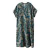 Dimanaf 2025 Plus Size Summer Women Long Dress Loose Oversized Vintage Casual V-Neck Basic Floral Dress