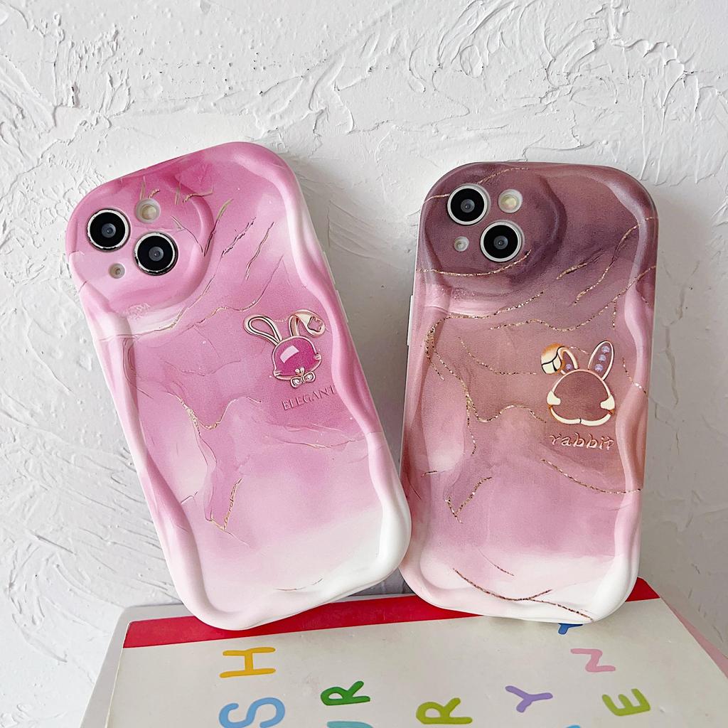 Милый силиконовый чехол для Tecno Spark 10C Oppo Reno 8T Realme 10 11 Samsung A54 A24 A14 Funda окрашенный мультяшный градиентный чехол с медведем и кроликом, мягкий бампер из ТПУ