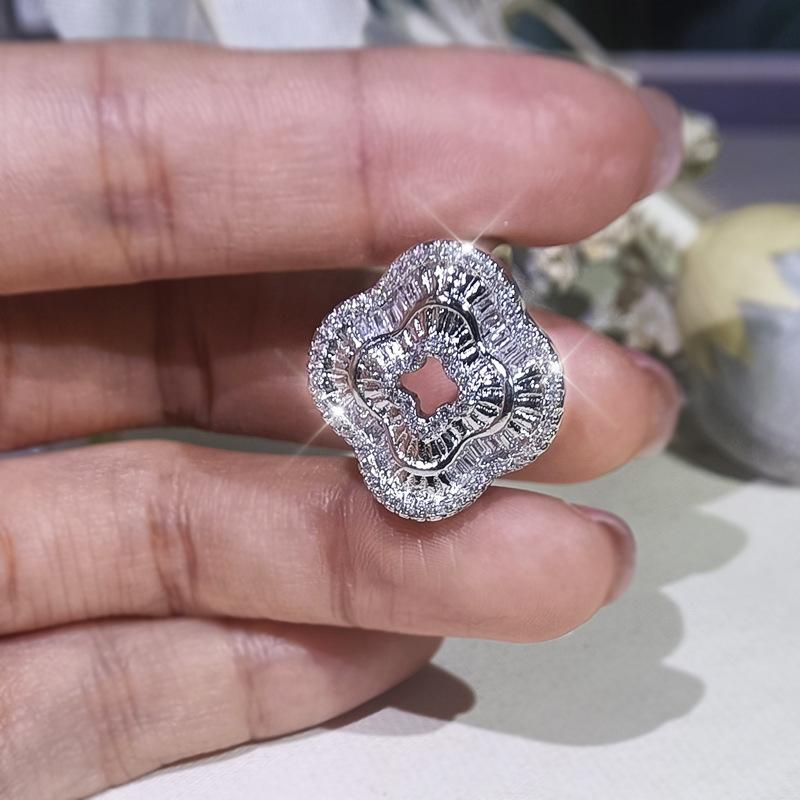 Квадратный набор украшений из 100% AAA циркония: кольцо, серьги, ожерелье. Женский свадебный, танцевальный, модный, сверкающий набор украшений в подарок для женщин