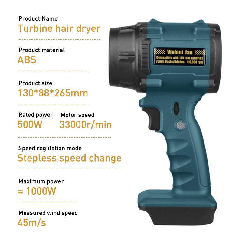Бесщеточный электрический турбореактивный вентилятор NEOpower 500 Вт 33000 об/мин 45 м/с воздуходувка сверхмощный инструмент для сдувания пыли для аккумулятора Makita 18 В