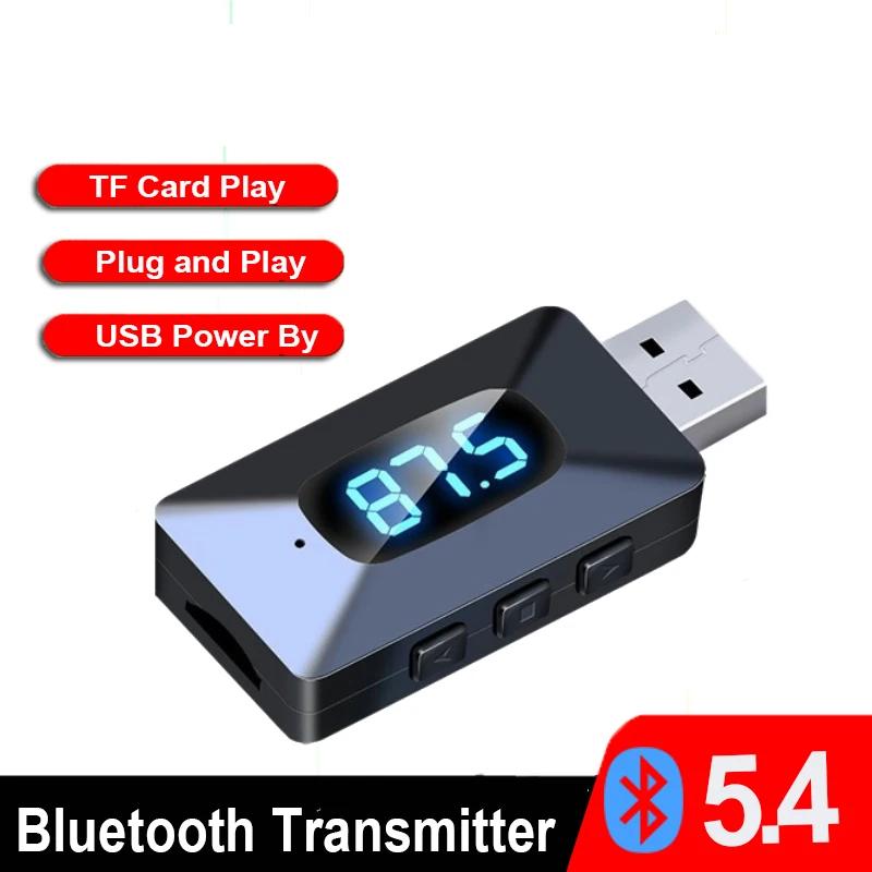 Bluetooth 5.4 FM-передатчик 3,5 мм AUX и TF-карта воспроизведения беспроводной аудиоадаптер громкой связи с микрофоном HIFI для автомобильного радио