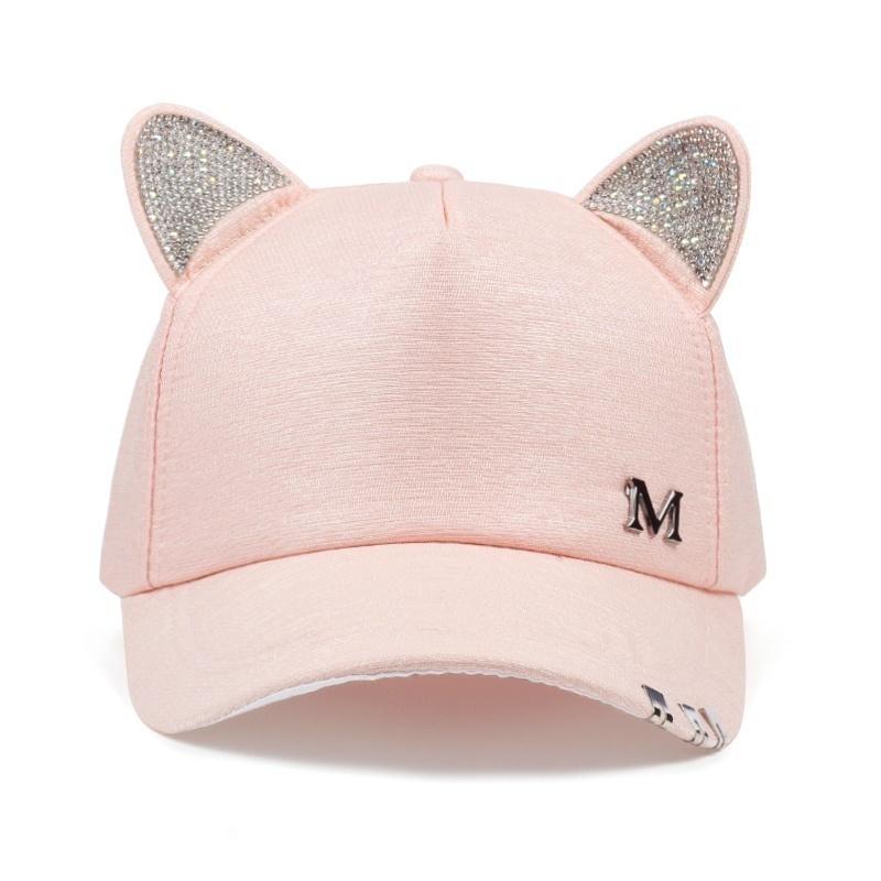 Meow Women's Summer Fall Fashion Hat Cat Ears Cat Baseball Cap with Rings and Lace Cute Girl Hats