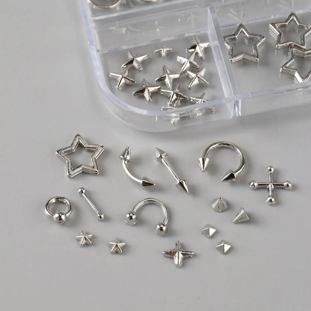 Silvery Golden Nail Charms Y2K Nail Decor Fashion Manicure Accessories